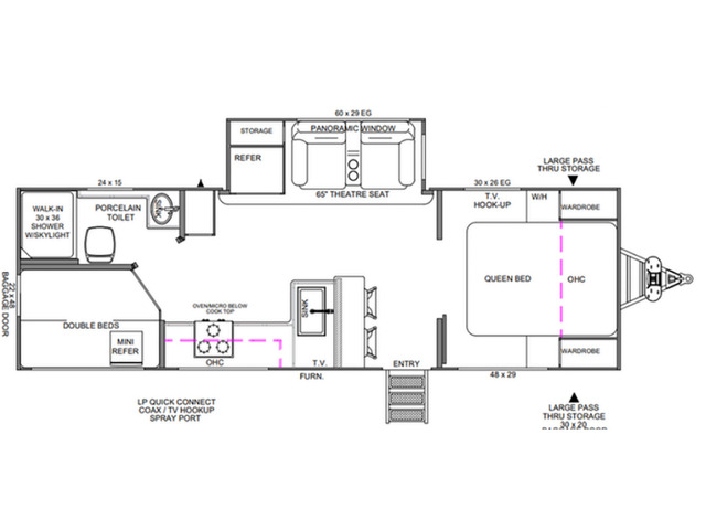 Hemisphere Hyper Lyte Travel Trailer Model 245BHHL by Forest River Floorplan
