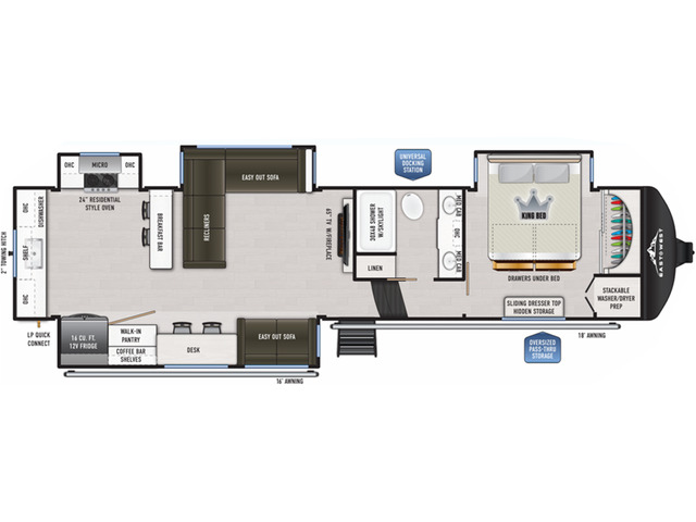 Ahara Fifth Wheel Model 382LK by East to West Floorplan