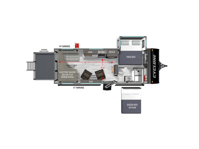 Cyclone Toy Hauler (Travel Trailer) Model 2214 by Heartland Floorplan