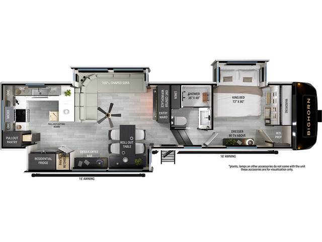 Bighorn Fifth Wheel Model 36RK by Heartland Floorplan