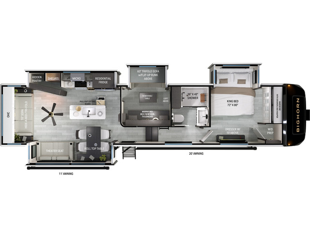 Bighorn Fifth Wheel Model 37MD by Heartland Floorplan