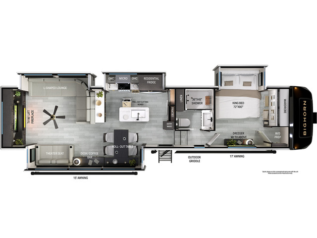 Bighorn Fifth Wheel Model 38RE by Heartland Floorplan