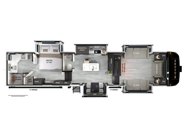 Bighorn Fifth Wheel Model 39FL by Heartland Floorplan