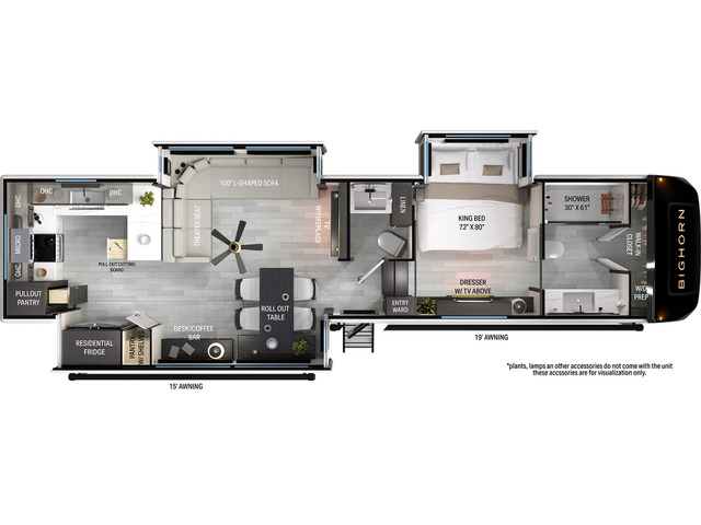 Bighorn Fifth Wheel Model 39RK by Heartland Floorplan