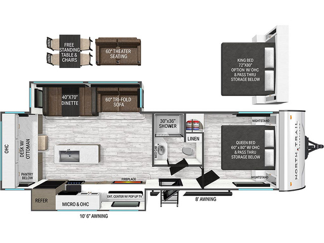 North Trail Travel Trailer Model 270CK by Heartland Floorplan