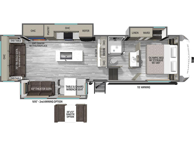Sundance Fifth Wheel Model 29RLCS by Heartland Floorplan