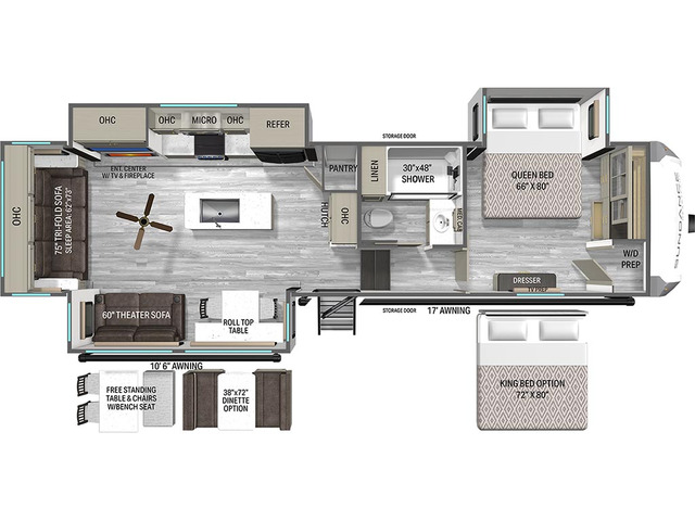 Sundance Fifth Wheel Model 32RLBS by Heartland Floorplan