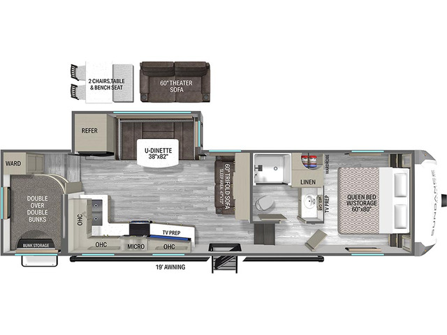 Sundance XLT Fifth Wheel Model 28DB by Heartland Floorplan