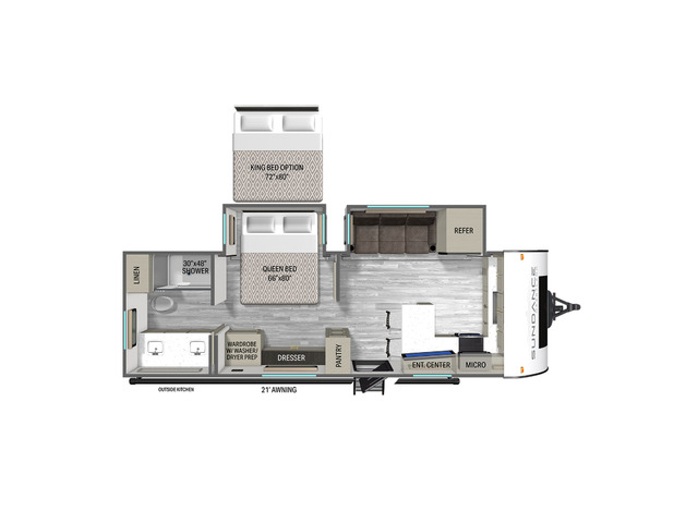 Sundance Ultra-Lite Travel Trailer Model 27OKFK by Heartland Floorplan