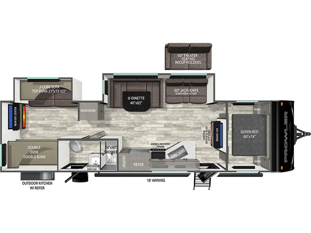 Prowler Travel Trailer Model 3202DSB by Heartland Floorplan