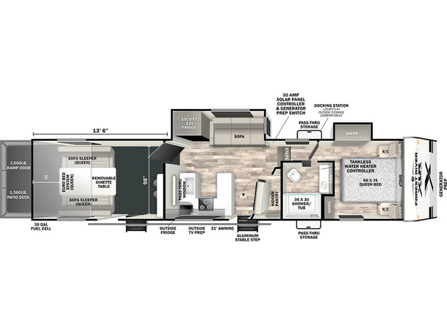 XLR Boost Toy Hauler (Fifth Wheel) Model 363BX by Forest River Floorplan