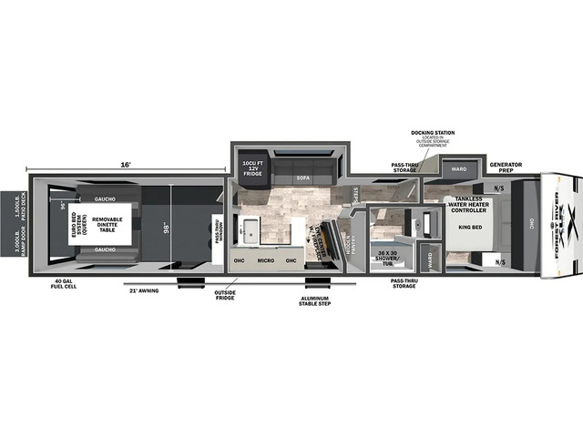 XLR Boost Toy Hauler (Fifth Wheel) Model 366BX by Forest River Floorplan