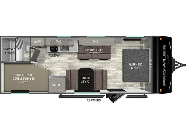 Prowler Lynx Travel Trailer Model 2500BH by Heartland Floorplan