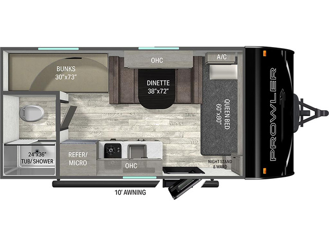 Prowler Lynx Travel Trailer Model 1700BH by Heartland Floorplan