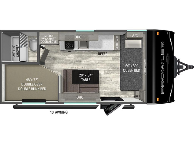 Prowler Lynx Travel Trailer Model 1700DB by Heartland Floorplan