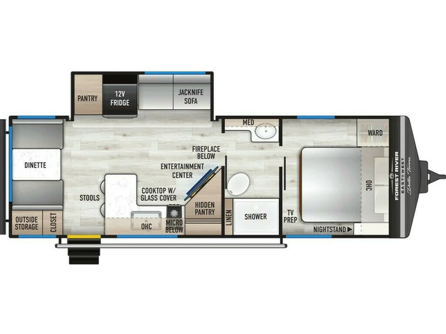 Della Terra Travel Trailer Model 240RD by East to West Floorplan