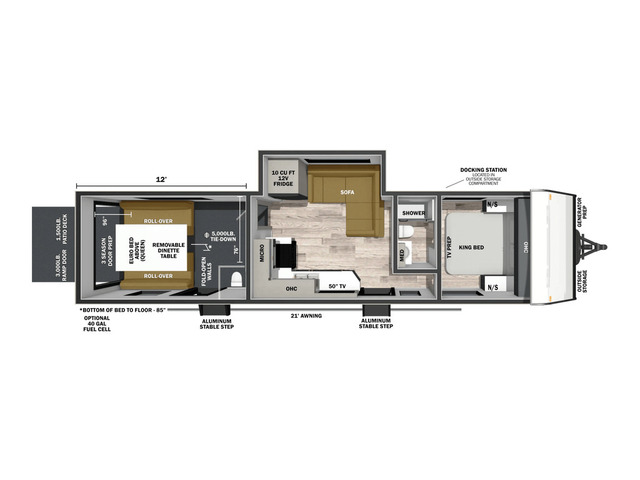 XLR Boost Toy Hauler (Travel Trailer) Model 3012BX by Forest River Floorplan