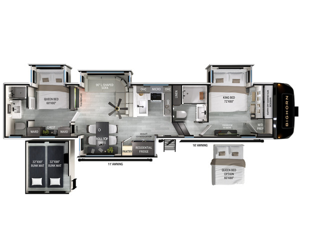 Bighorn Fifth Wheel Model 38DS by Heartland Floorplan