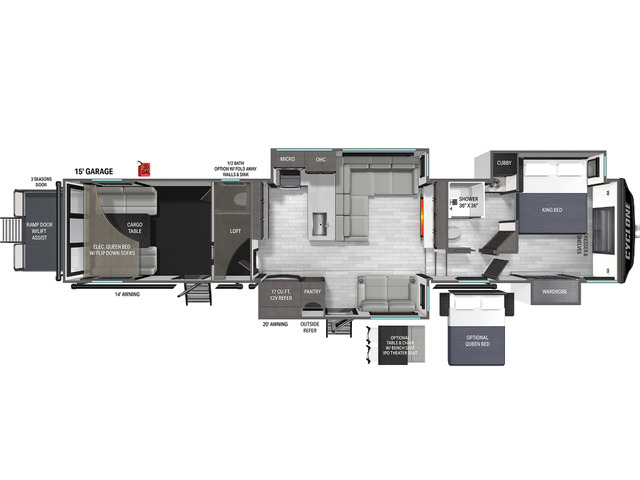 Cyclone Toy Hauler (Fifth Wheel) Model 4115 by Heartland Floorplan