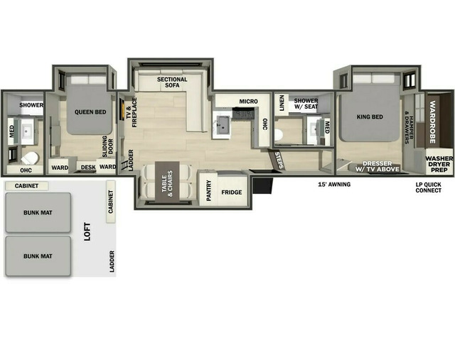 Cedar Creek Fifth Wheel Model 380RB2 by Forest River Floorplan