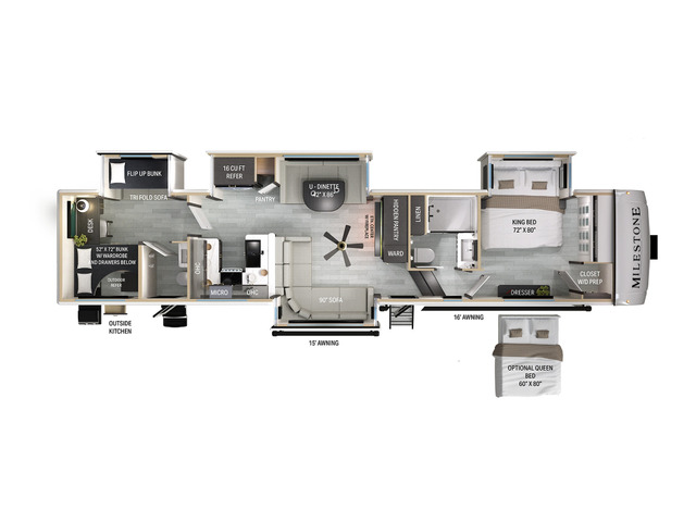 Milestone Fifth Wheel Model 38BH by Heartland Floorplan