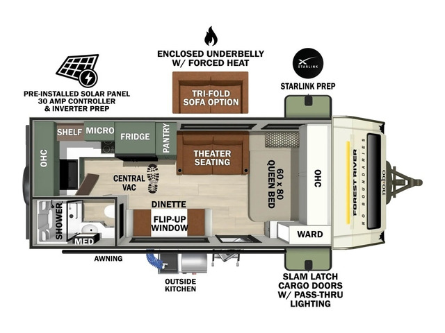 No Boundaries (NOBO) Travel Trailer Model NB18.8 by Forest River Floorplan