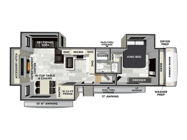Cardinal Fifth Wheel Model 32CHILL by Forest River Floorplan