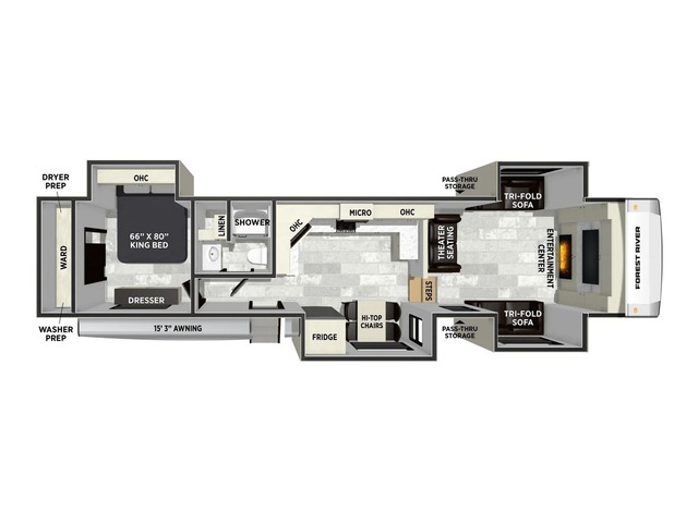 Cardinal Fifth Wheel Model 36FL by Forest River Floorplan