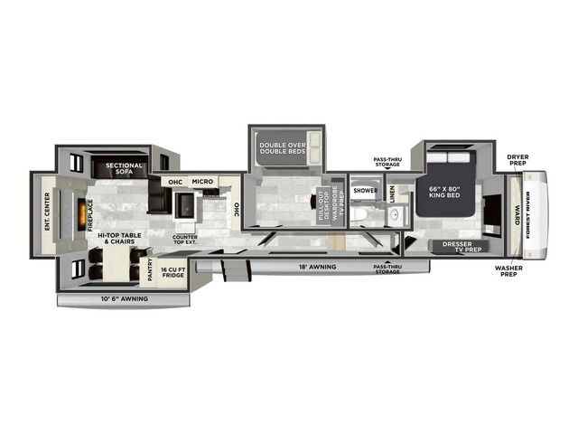 Cardinal Fifth Wheel Model 41DUB by Forest River Floorplan