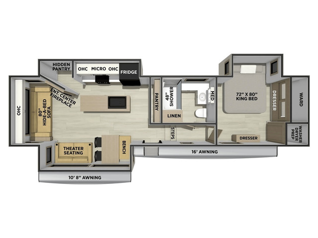 Sierra Fifth Wheel Model 3480RL by Forest River Floorplan